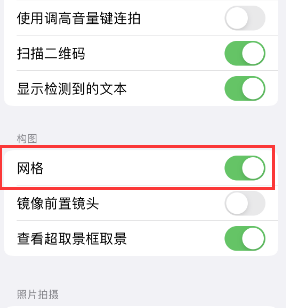 肃南苹果手机维修网点分享iPhone如何开启九宫格构图功能 